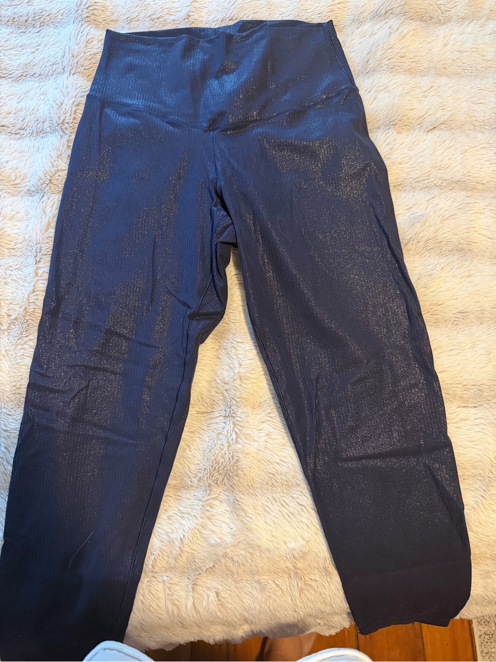 High-Rise Navy Shimmer Leggings - Women